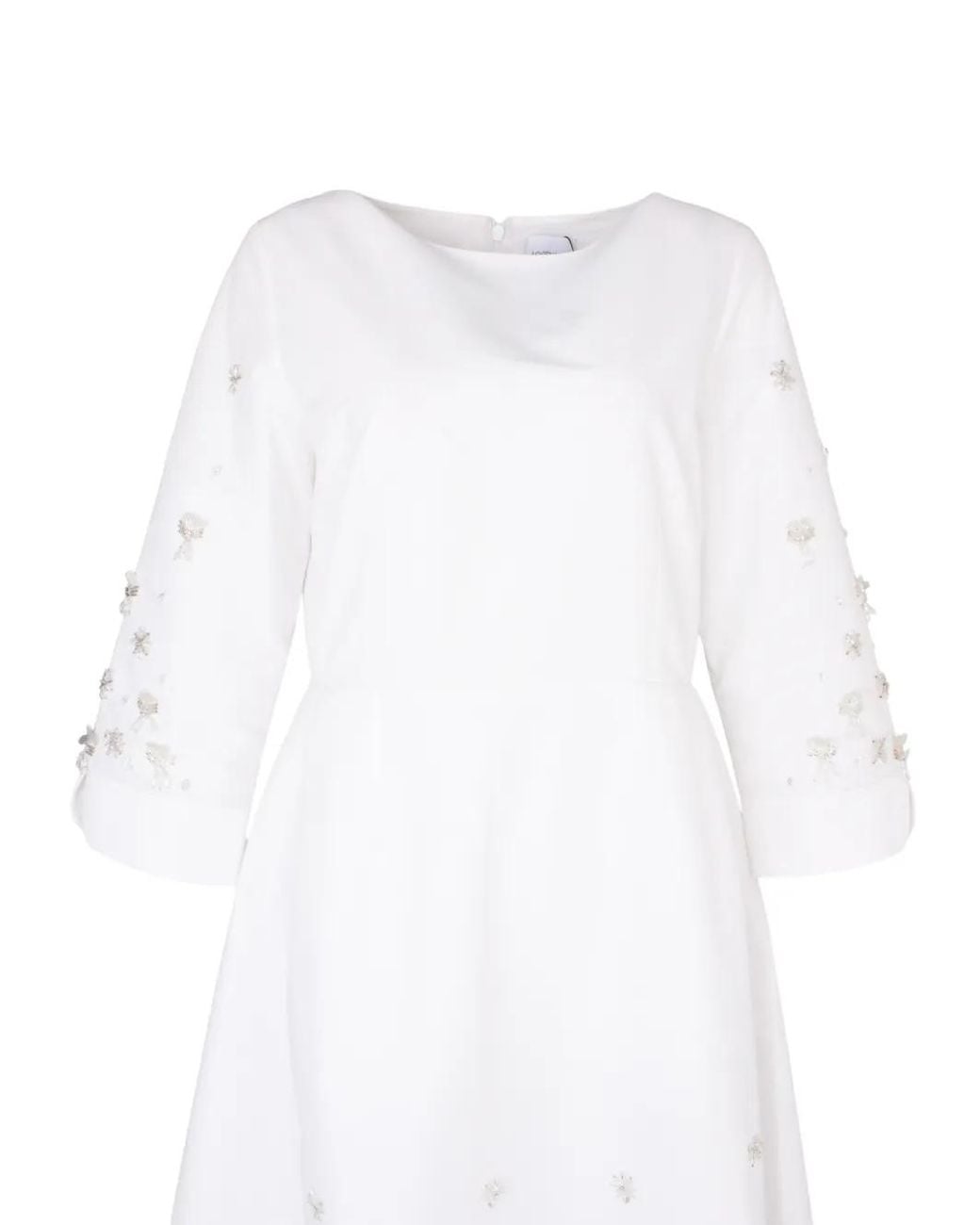 Loodyana White Embroidered Long-Sleeve Maxi Dress