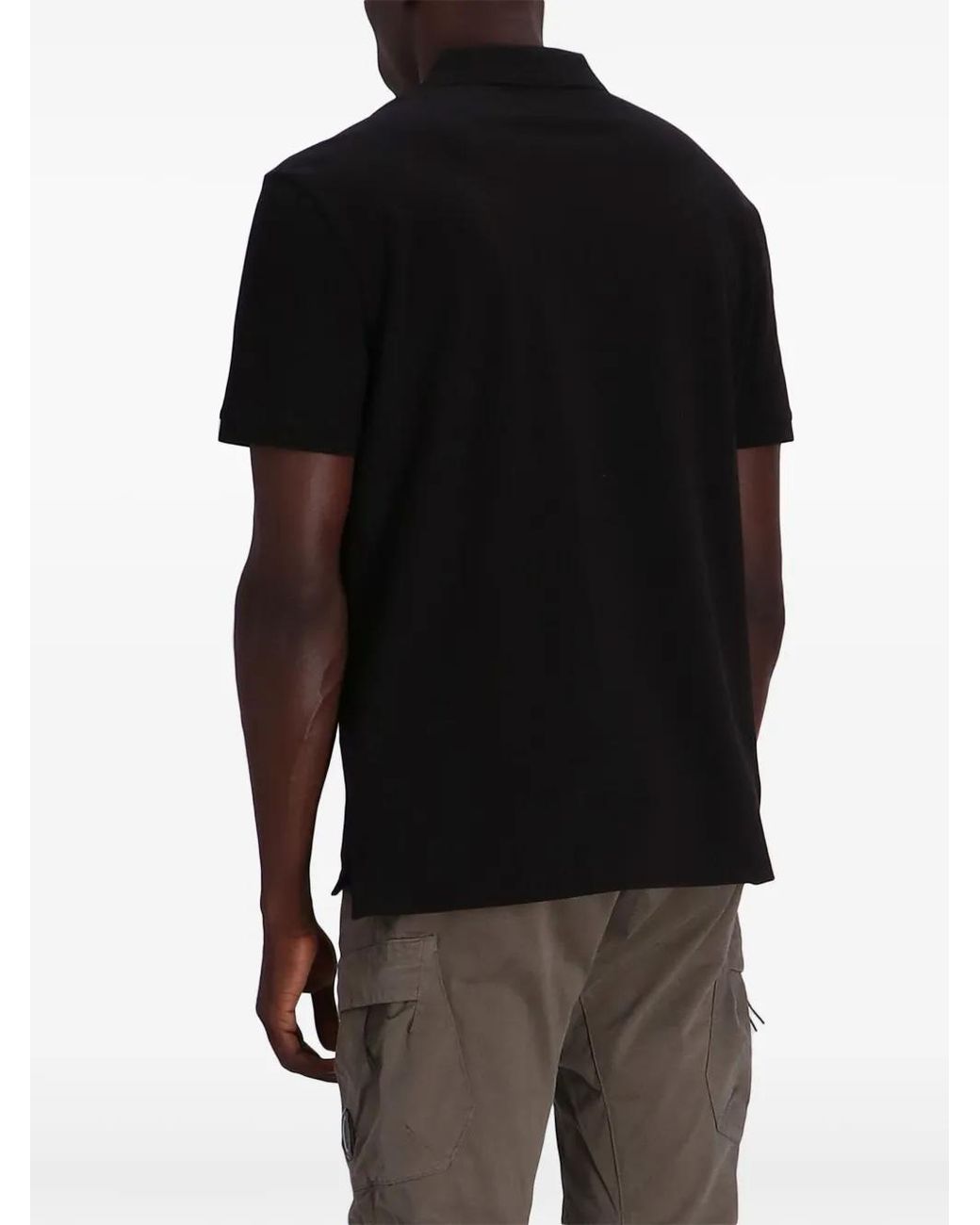 C P Company Black Logo Cotton Polo Shirt for men