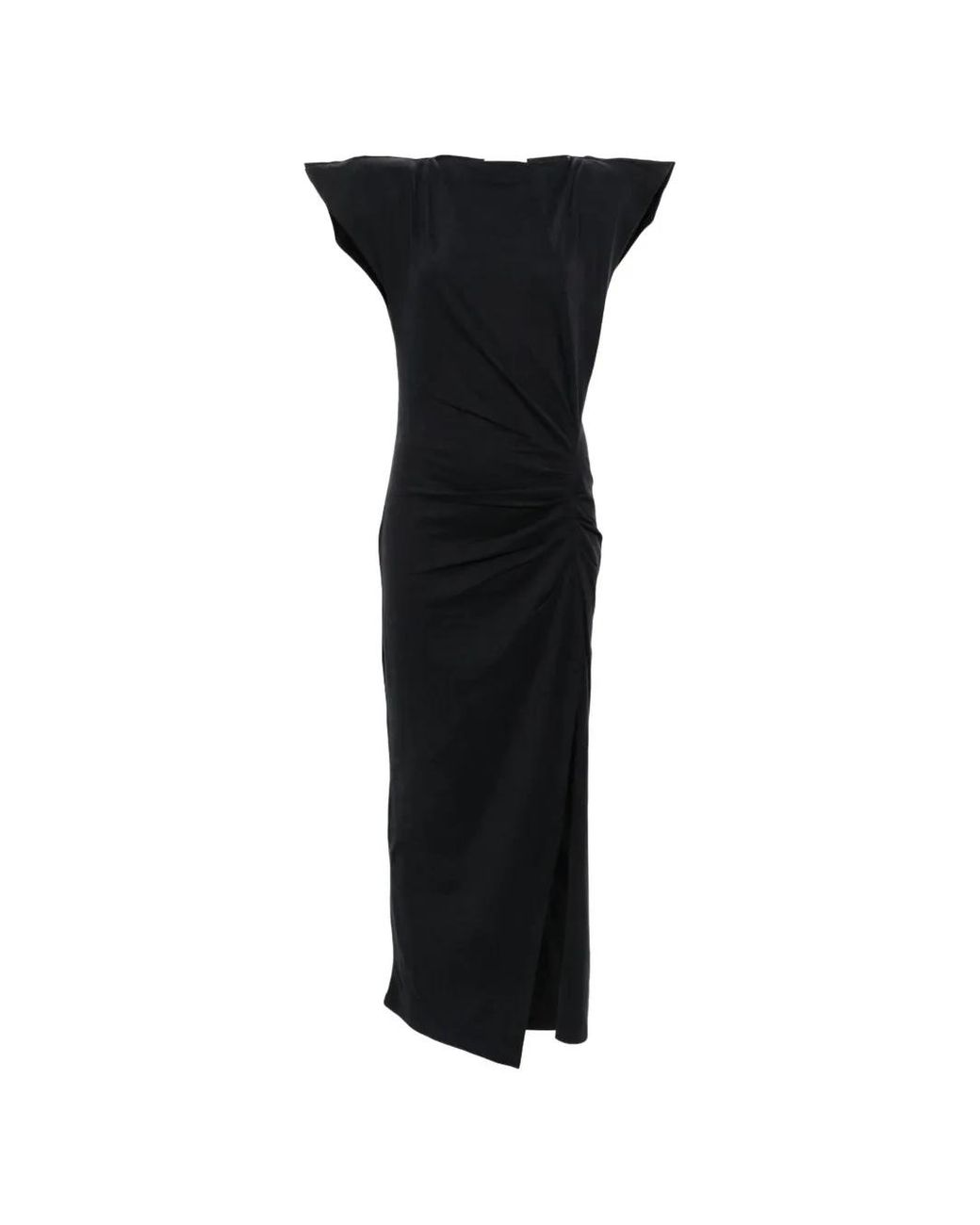 Isabel Marant Black Ruched Side-Slit Maxi Dress