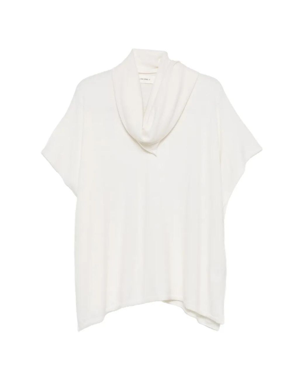 Lisa Yang White Jordana Cowl-Neck Short-Sleeve Sweater