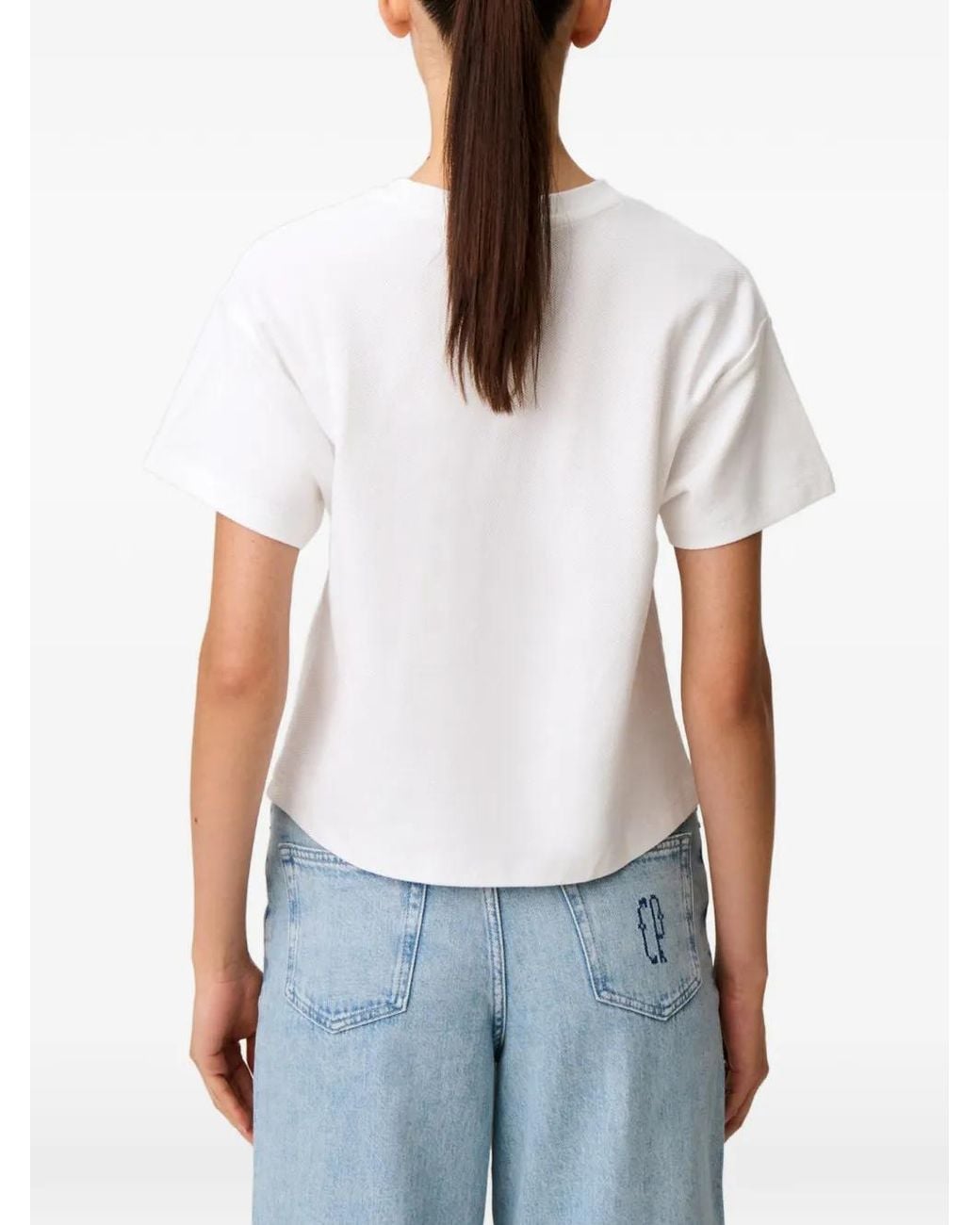 Claudie Pierlot White Embroidered Cotton T-Shirt