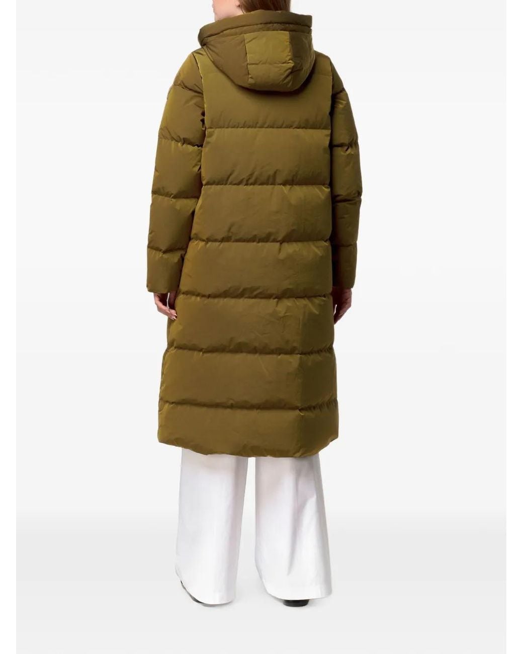 K-Way Green Quilted-Hooded Parka Coat