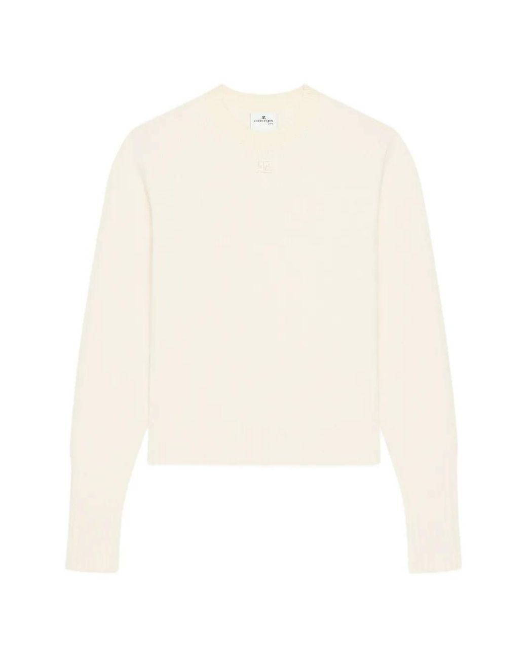 Courreges White Pull À Patch Logo Et Bords Nervurés