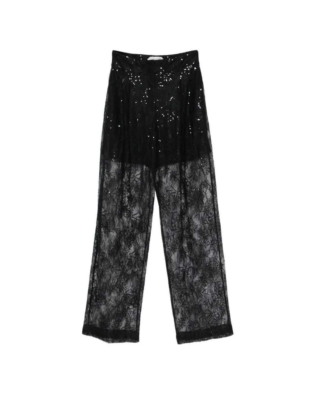 Alberta Ferretti Black Sequin-Detail Lace Trousers