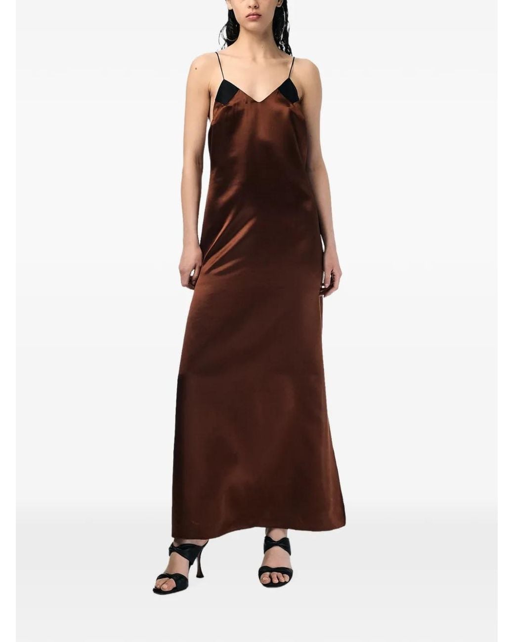 ANDRA ANDREESCU Brown Noemie Silk Maxi Dress