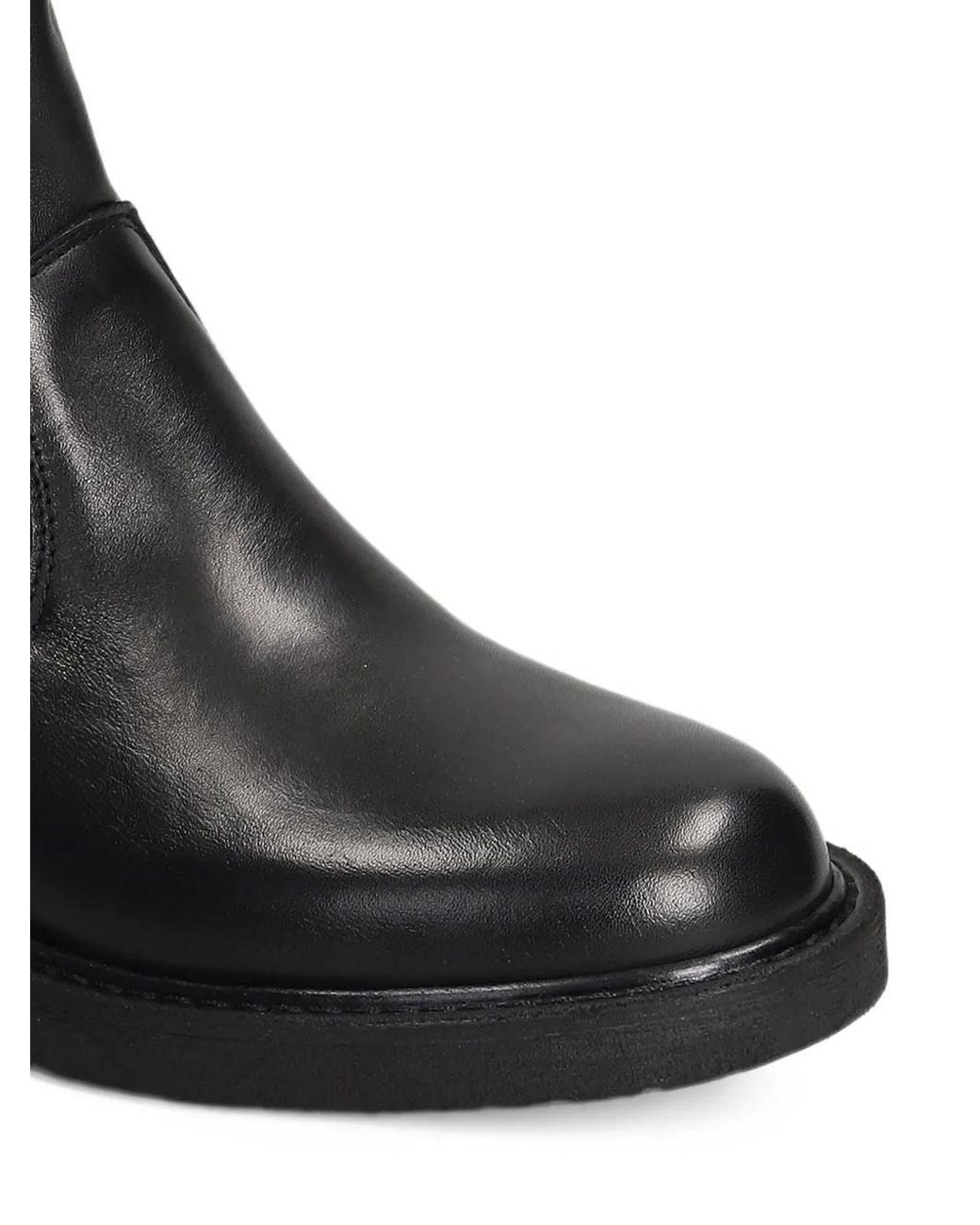 METISSE Black Buckle-Detail Leather Biker Boots