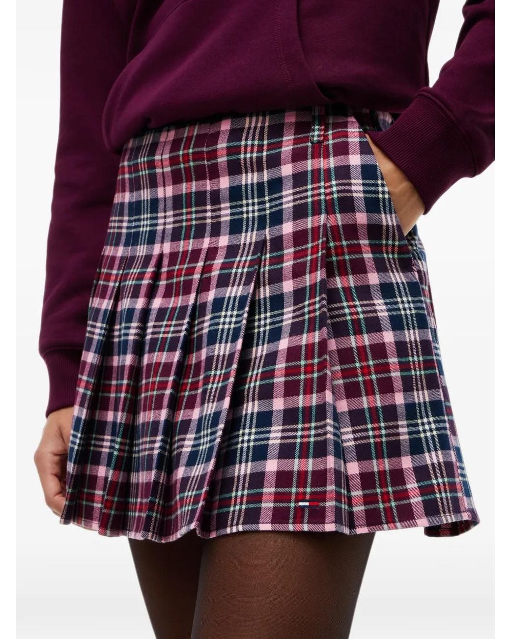 Tommy Hilfiger Red Plaid Pleated Mini Skirt
