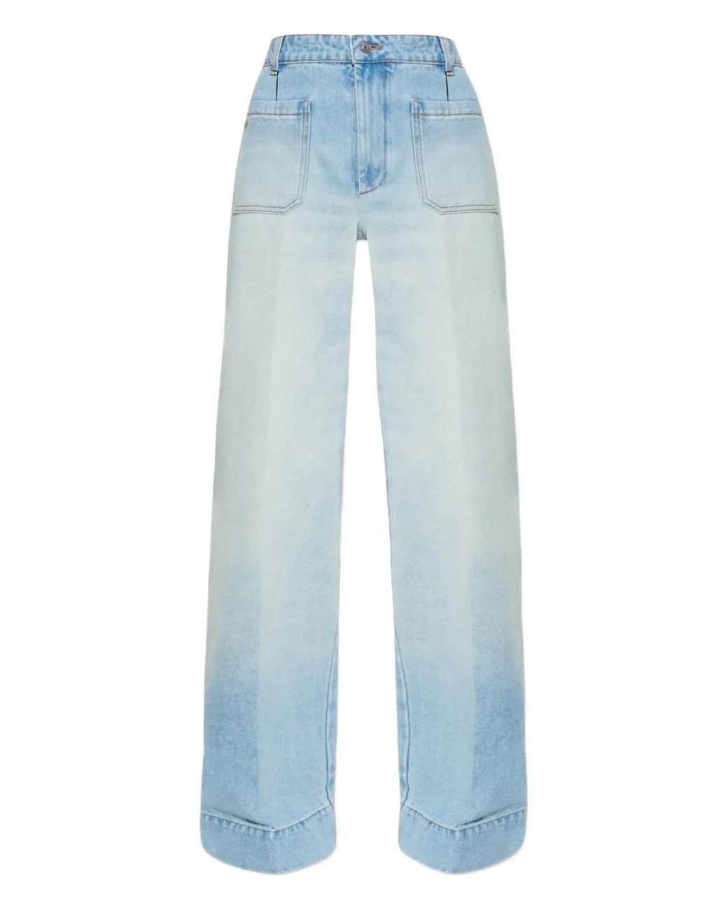 Victoria Beckham Blue Alina Light Cotton Denim Flared Jeans