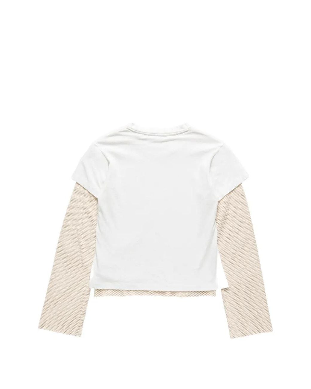Acne White Layered Mesh T-Shirt