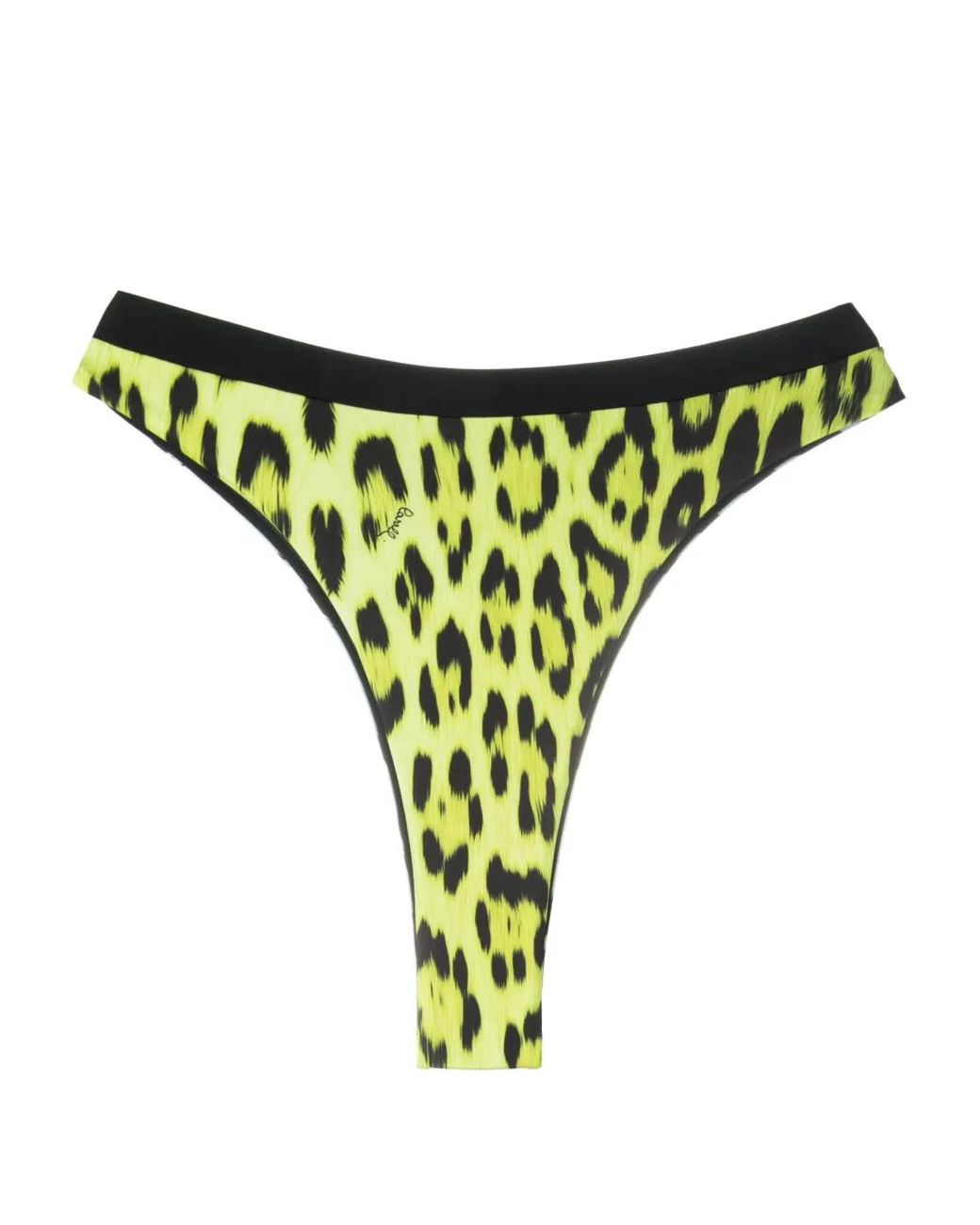 Roberto Cavalli Yellow Leopard-Print Bikini Bottoms