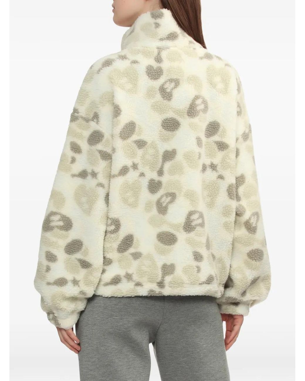 A Bathing Ape White Printed Zip-Up Fleece Jacket