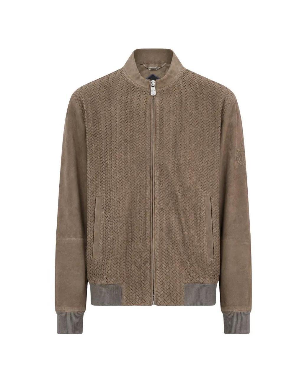 Billionaire Brown Woven-Panel Alexander Leather Jacket for men
