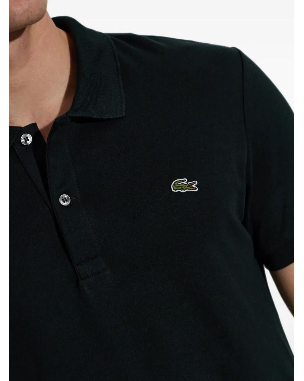 Lacoste Black Logo-Patch Polo Shirt for men