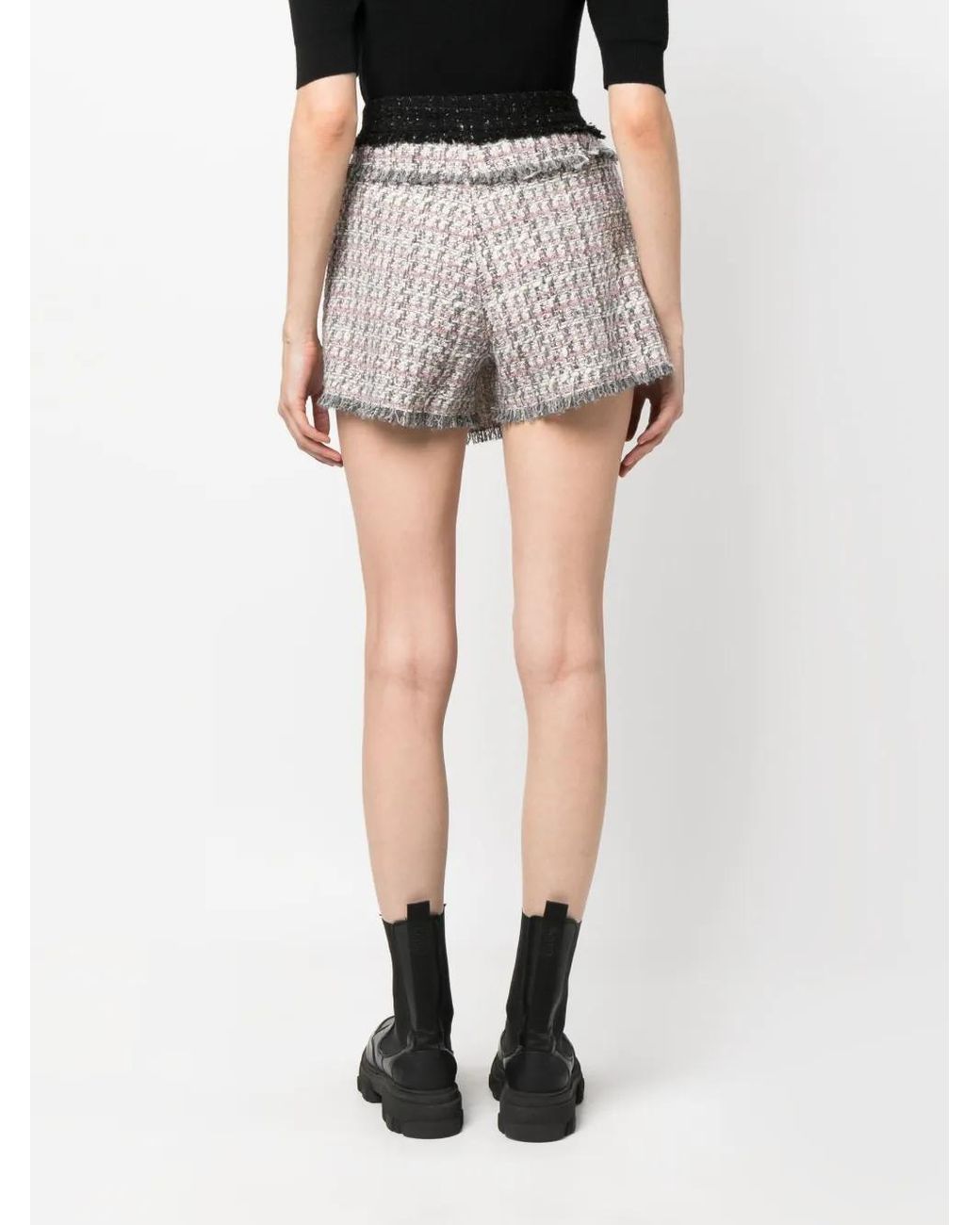 MSGM Gray Wrap-Front Tweed Skorts