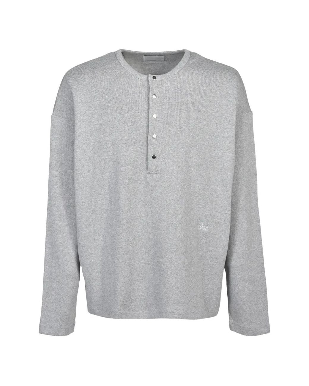 CEDARWOOD Gray Ribbed-Knit Henley T-Shirt for men