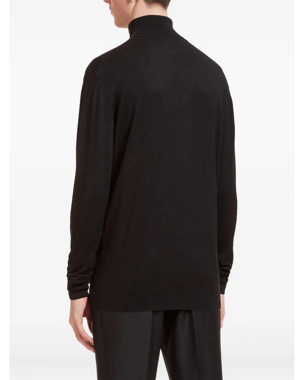 Aiezen Black Turtleneck Knitted Sweater for men