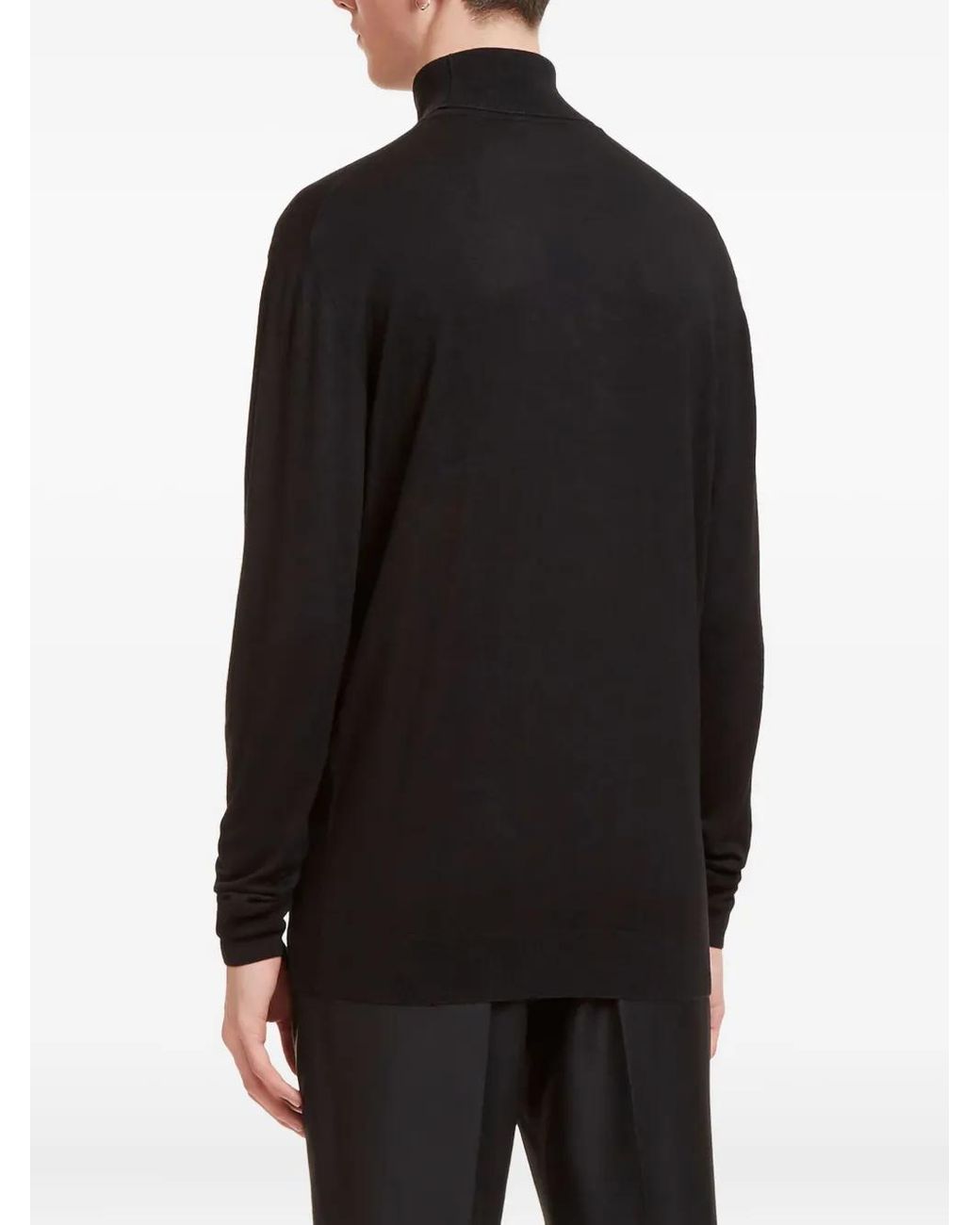 Aiezen Black Turtleneck Knitted Sweater for men