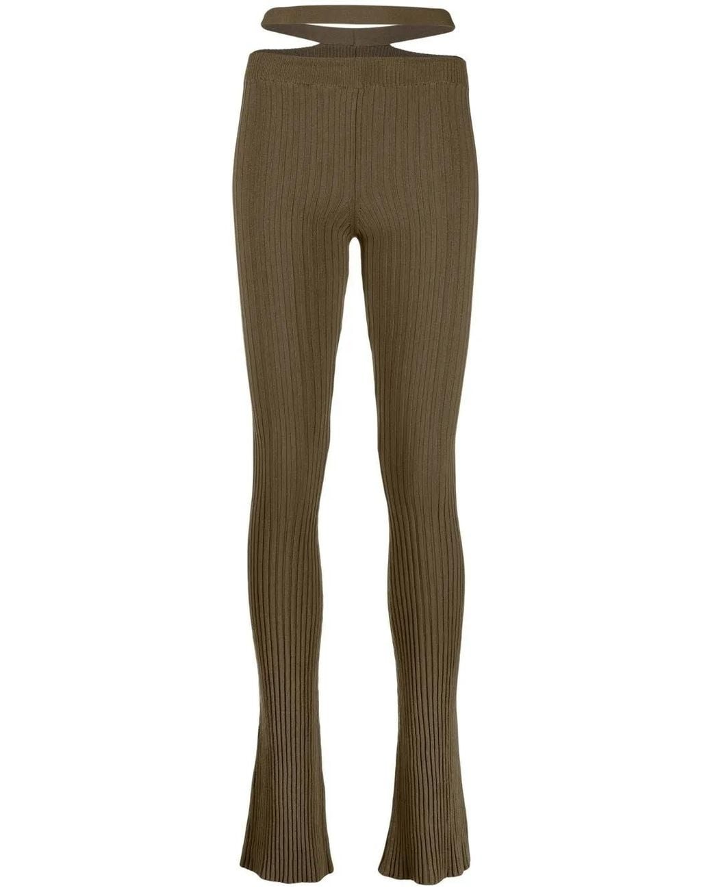 ANDREADAMO Green Ribbed-Knit Skinny Trousers