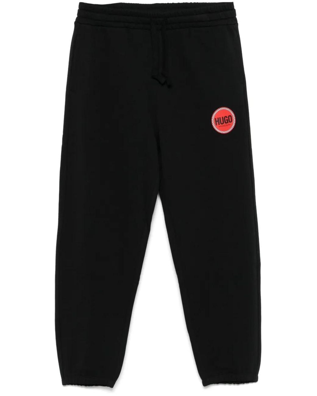 HUGO Black Logo-Print Track Pants for men