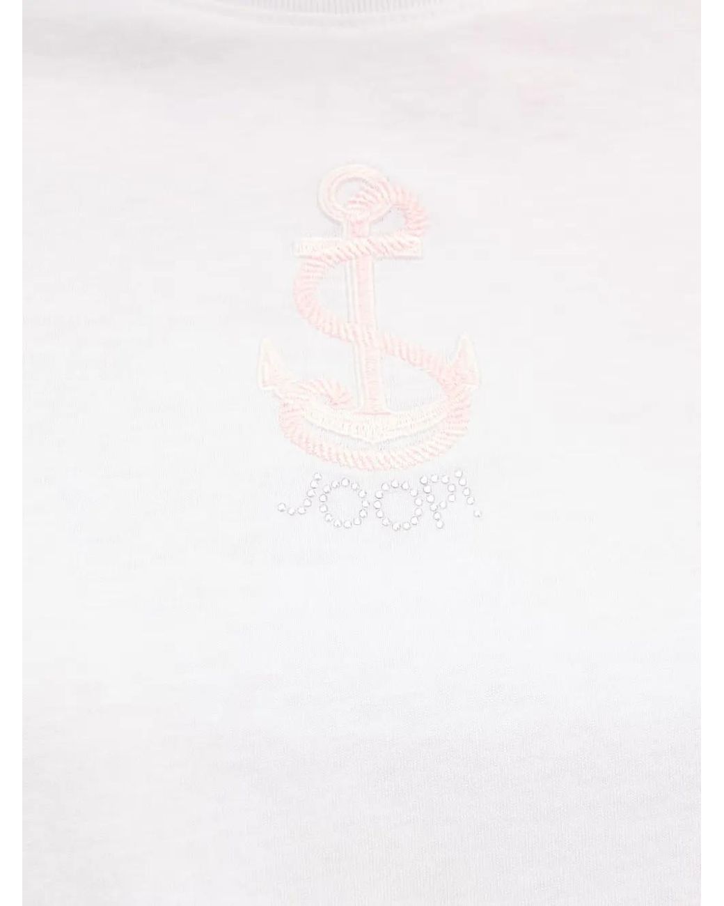 Joop! White Anchor-Embroidered T-Shirt