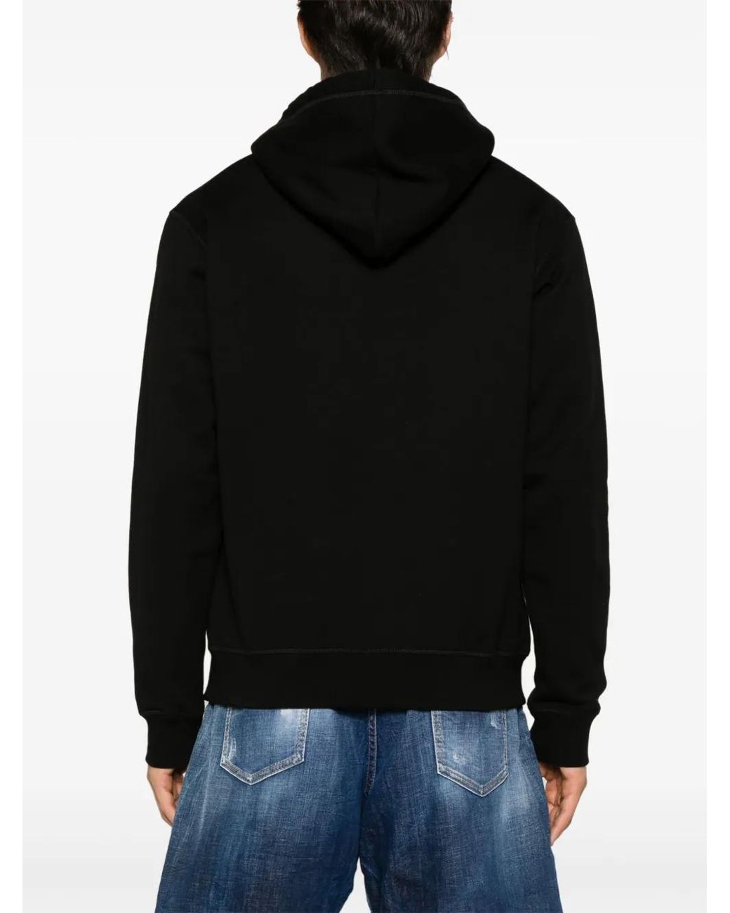 DSquared² Black Logo-Print Cotton Hoodie for men
