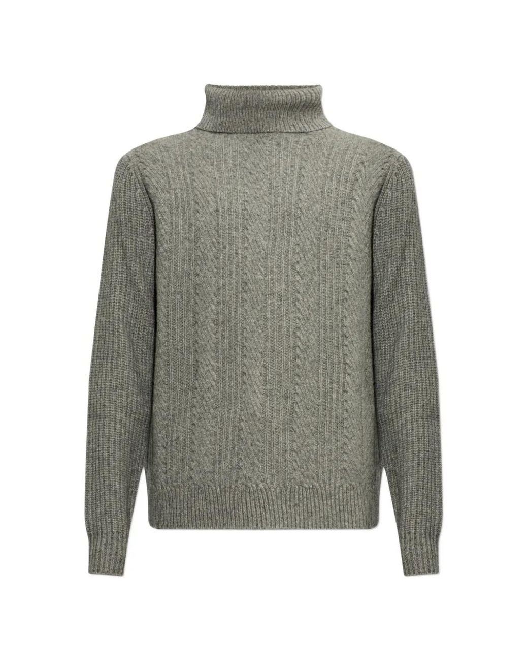 Bogner Gray Eros Cable-Knit Turtleneck Sweater for men