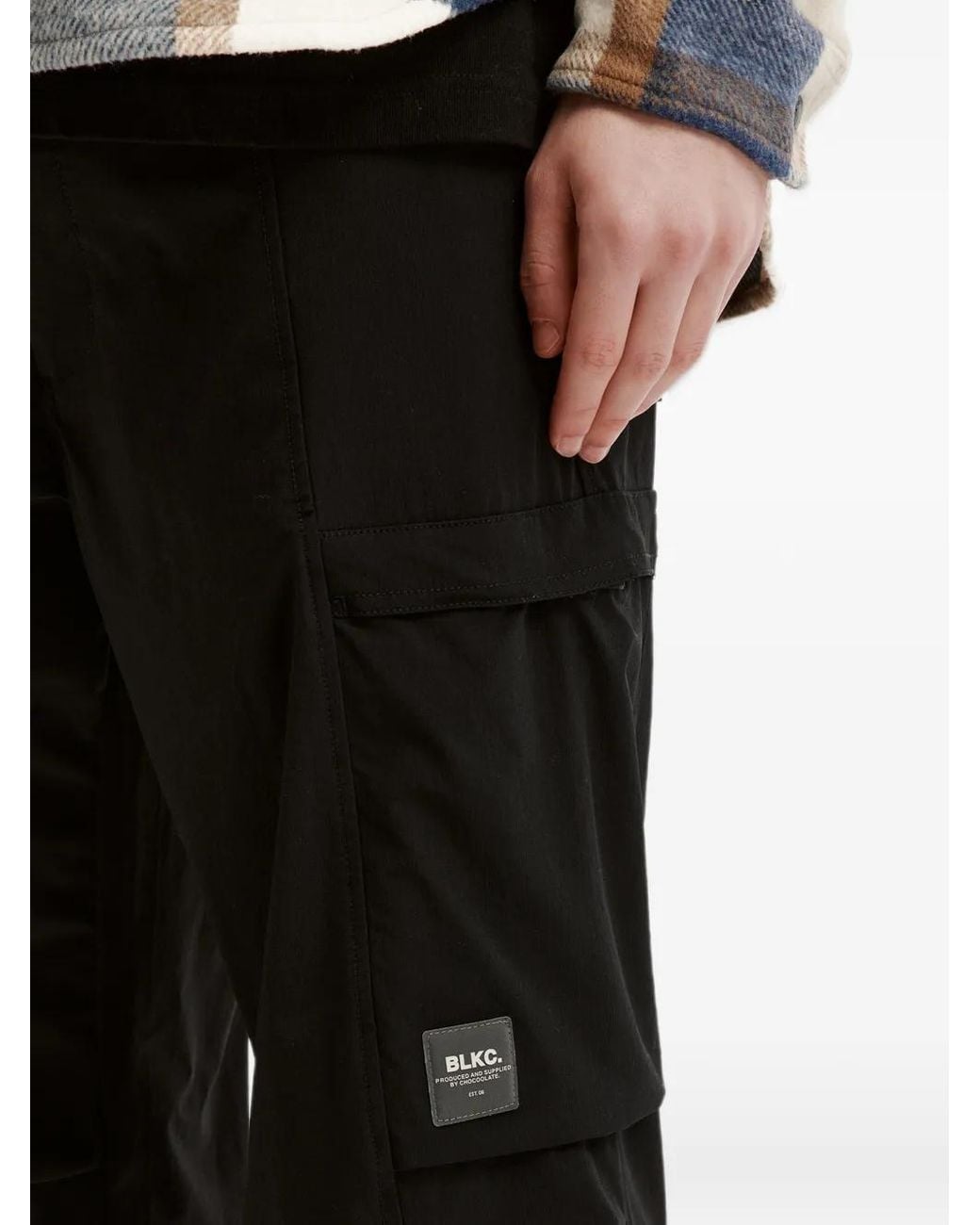 Chocoolate Black Logo-Patch Cargo Pants for men