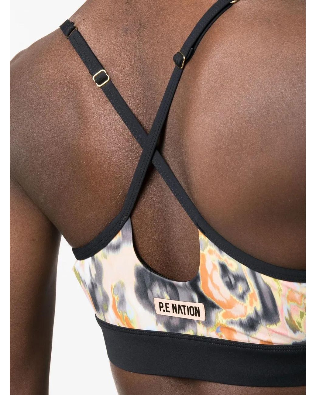 P.E Nation Black Graphic-Print Scoop-Neck Sports Bra