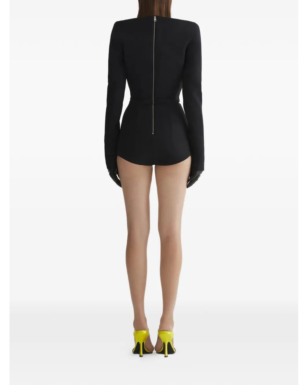 Mugler Black V-Neck Playsuit
