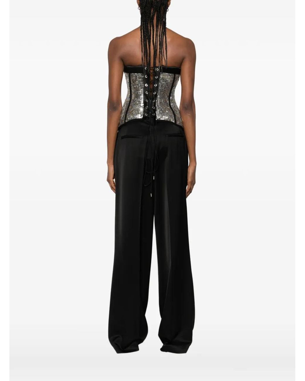 MITILIANE COUTURE Black Sequin-Embellished Corset Top