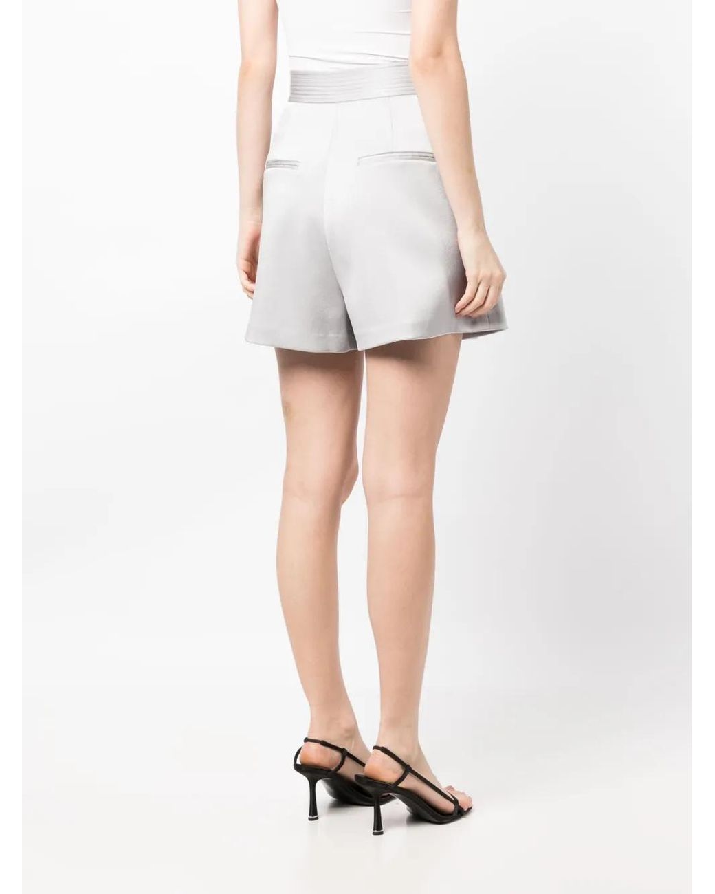 Alex Perry White Pleated High-Waisted Shorts