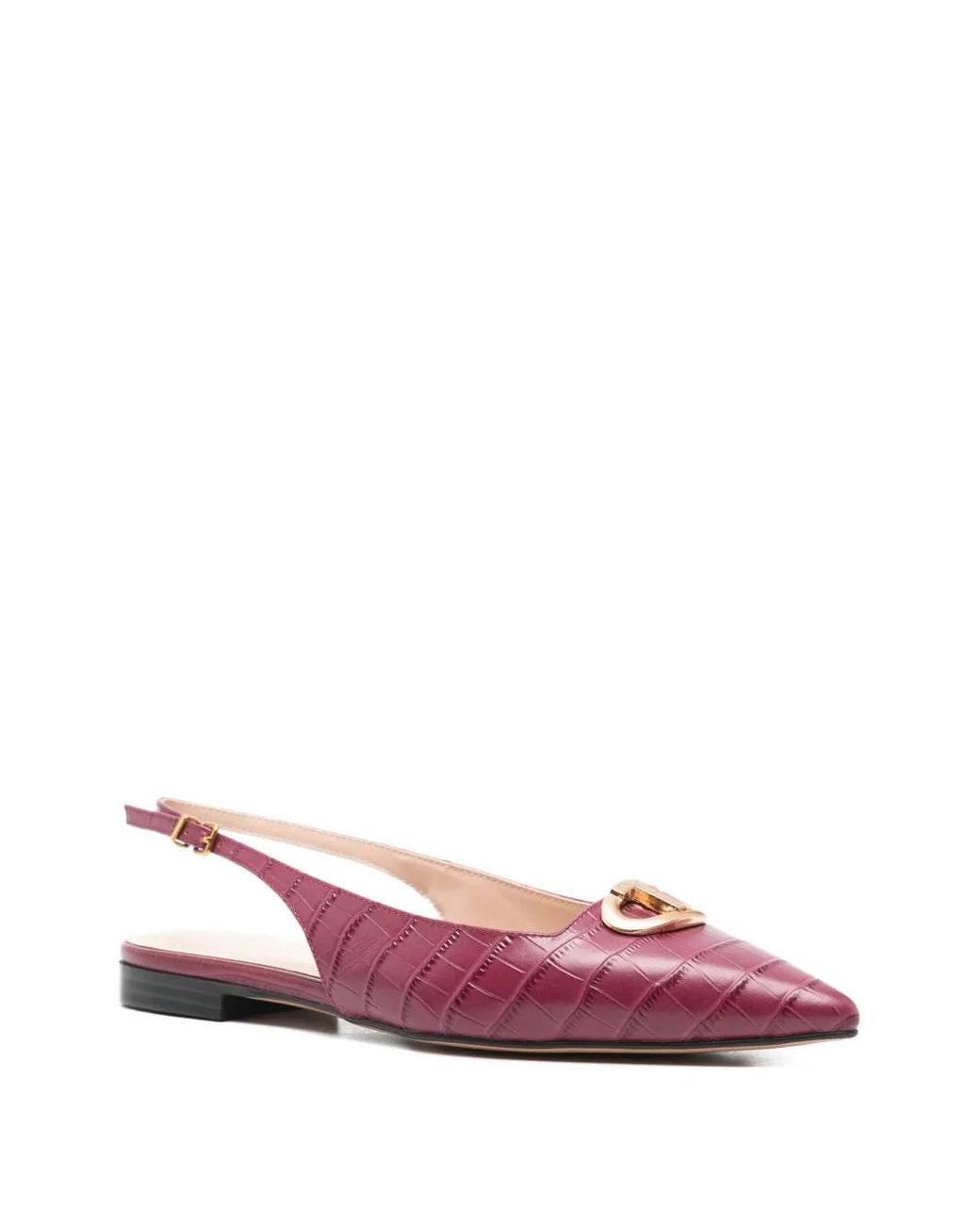 Twinset Pink Crocodile-Effect Slingback Pumps