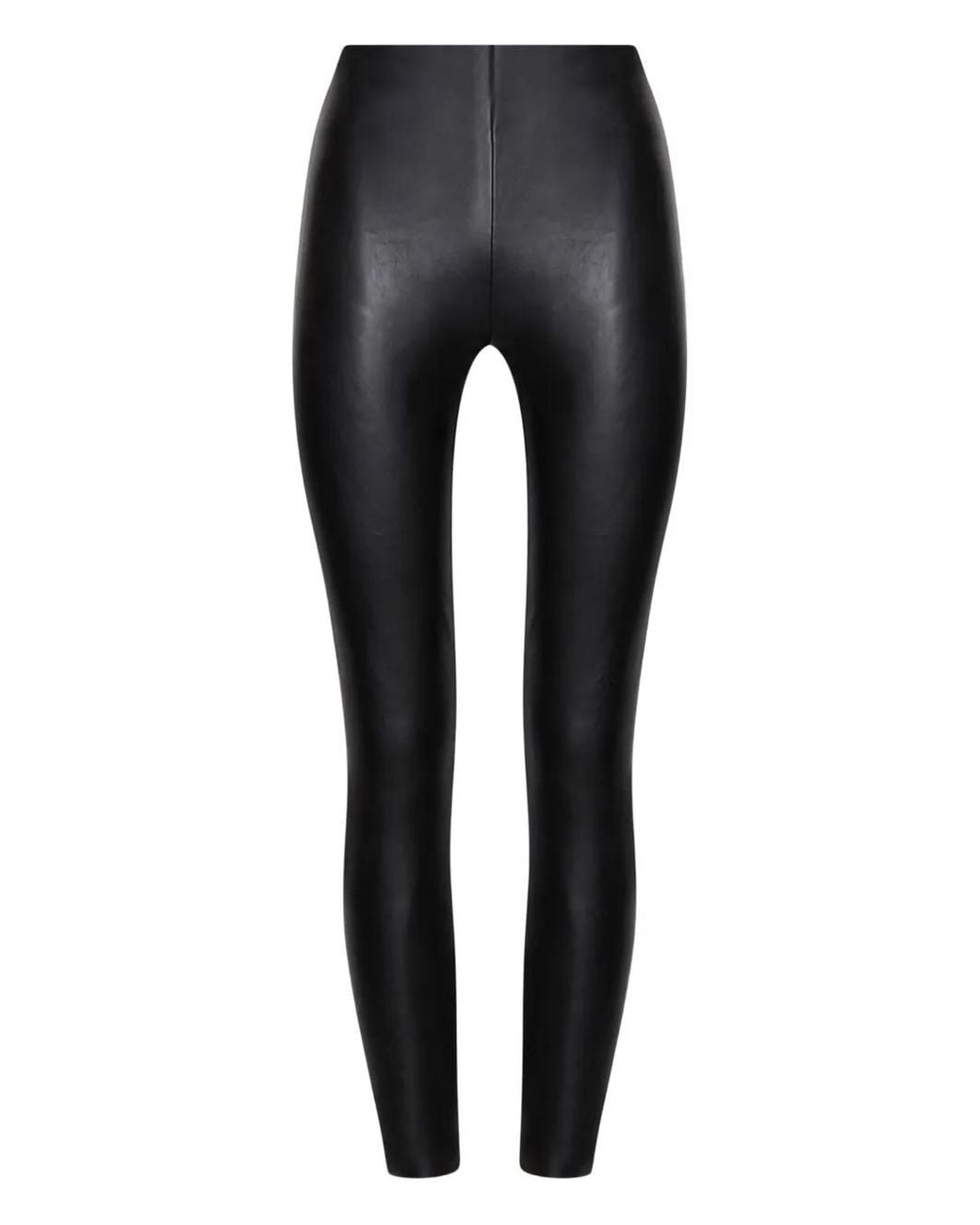 Wolford Black Leather-Paneled Leggings