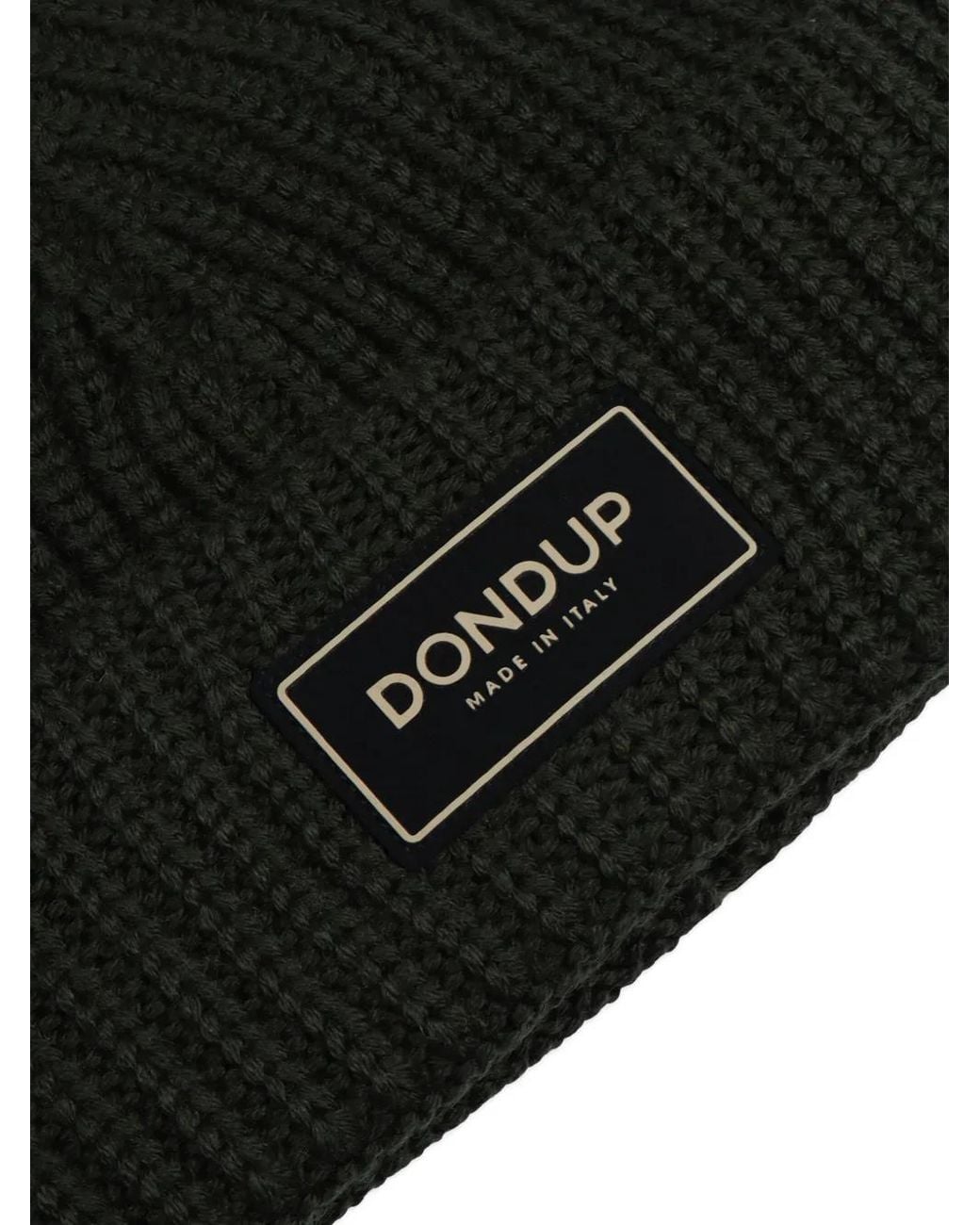 Dondup Black Logo-Plaque Beanie Hat for men