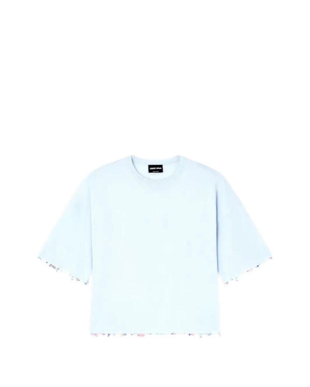 Giorgio Armani Blue Bead-Embellished Short-Sleeve Sweater