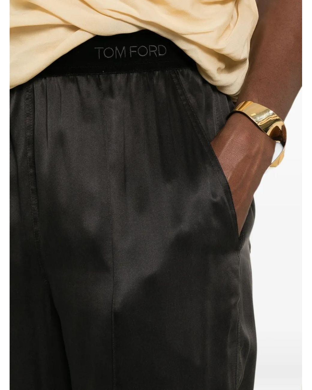 Tom Ford Black Logo-Stripe Trousers