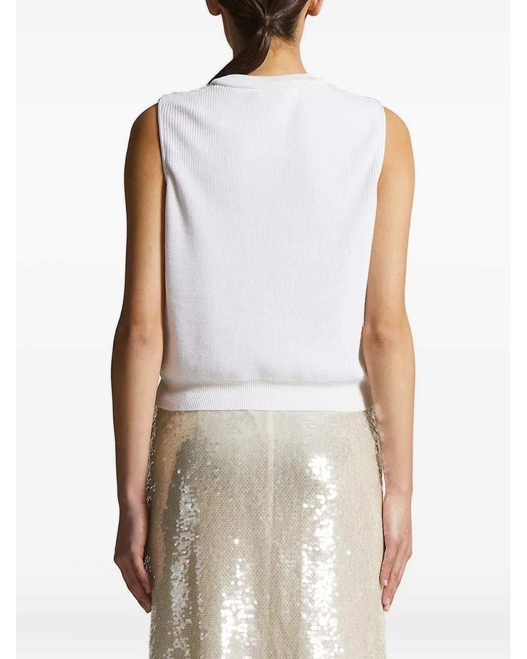 Peserico Natural Sequin-Embellished Sleeveless Top