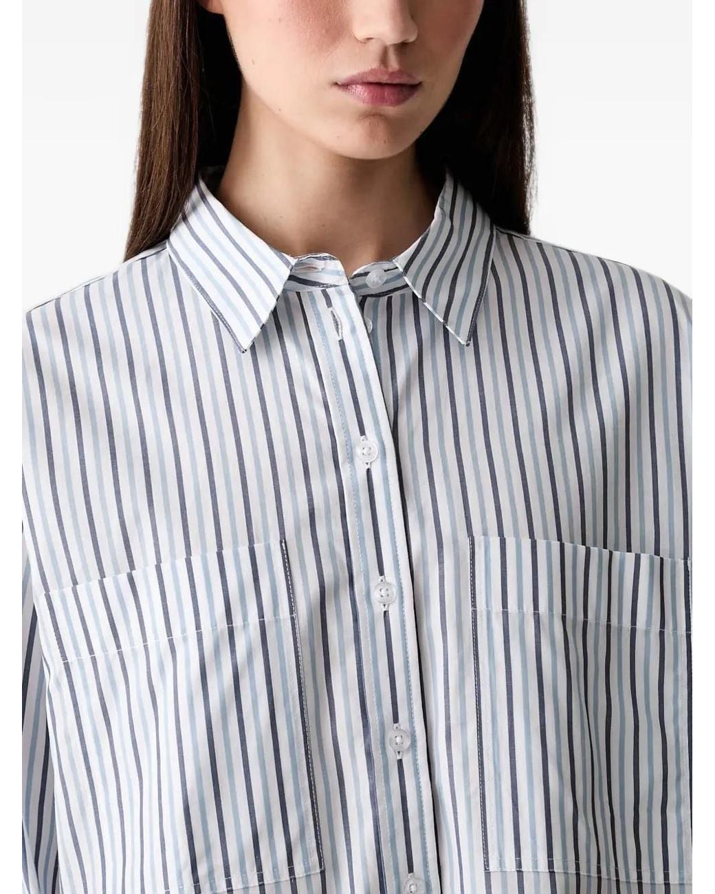 Barbour Blue Fawley Striped Relaxed Long-Sleeved Shirt