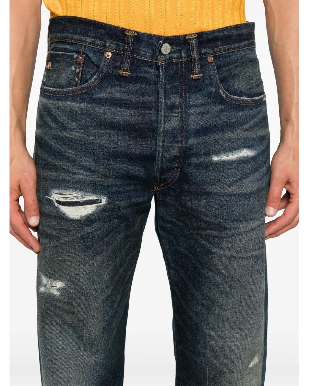 RRL Blue Ripped Jeans for men