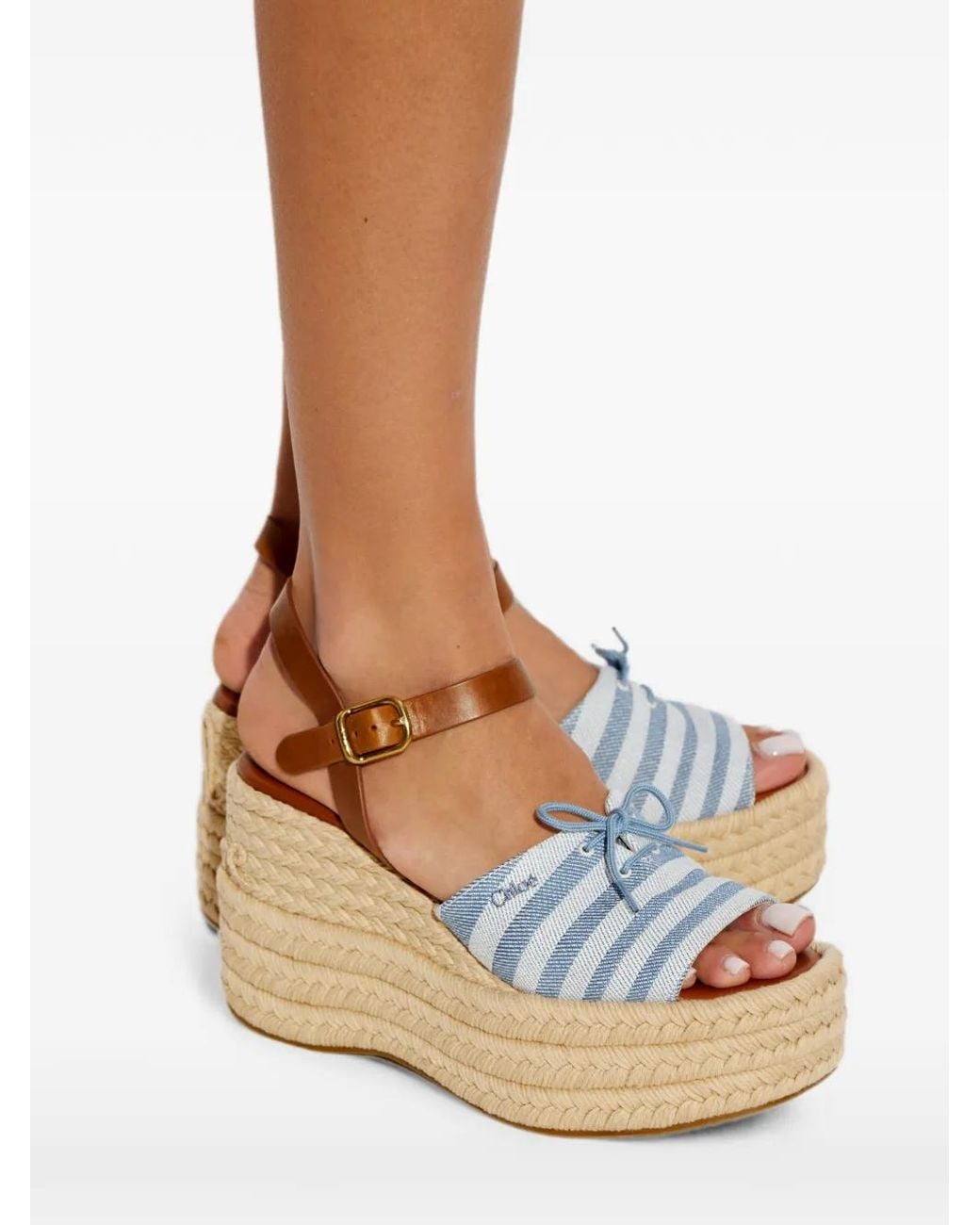 Chloé Brown Isla Wedge Espadrilles