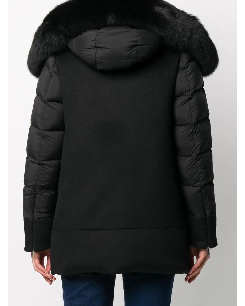 Moorer Black Zip-Front Padded Coat