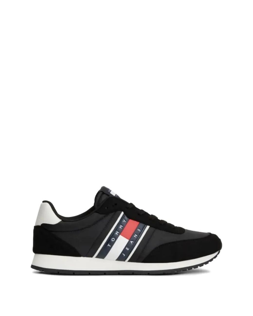 Tommy Hilfiger Black Panelled Logo-Patch Sneakers for men