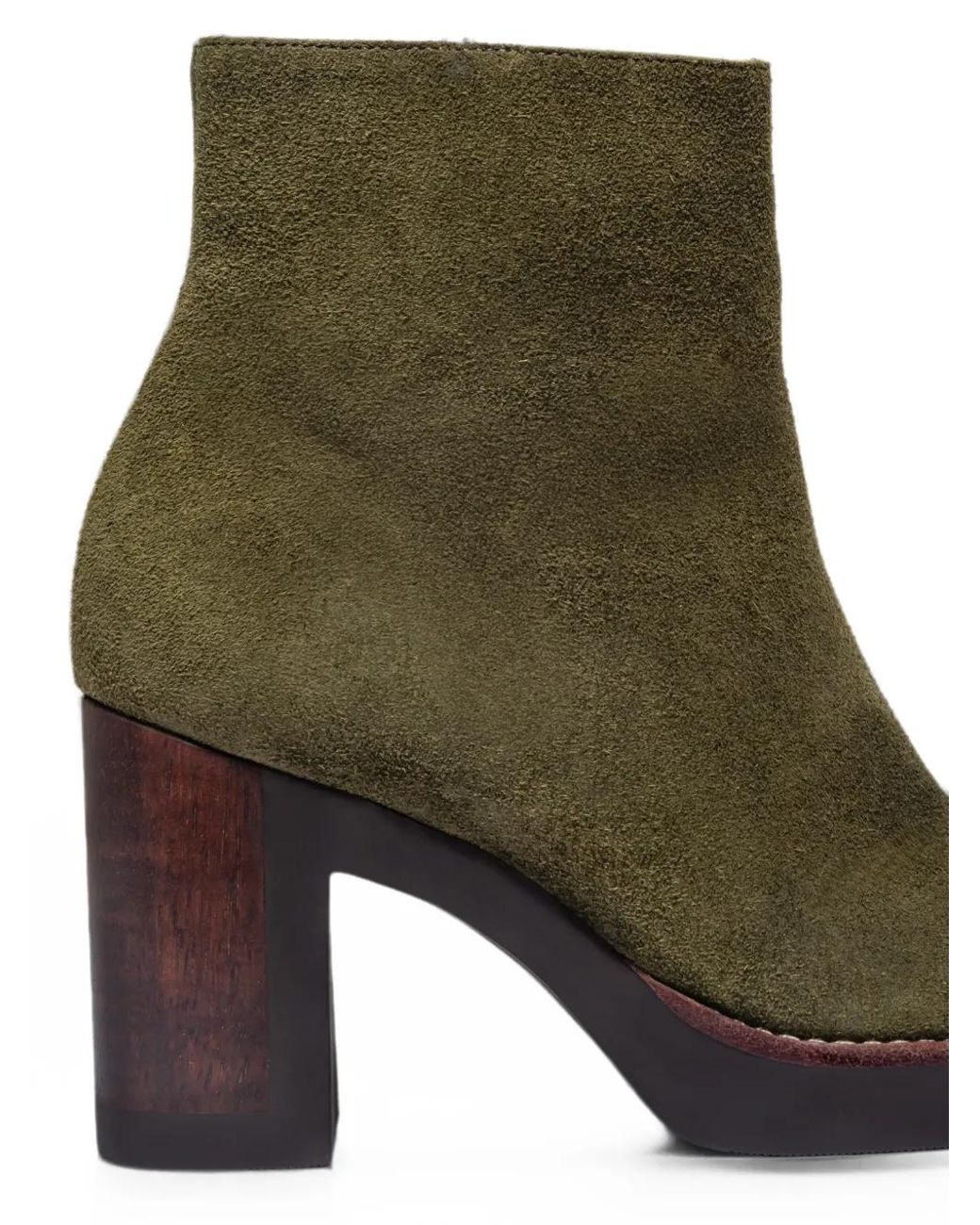 Bernardo Green Nara Suede Platform Ankle Boots
