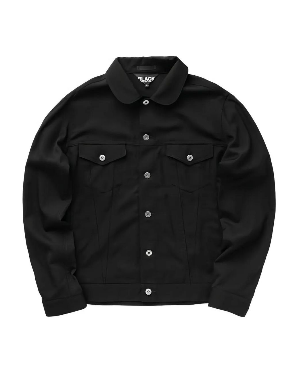 COMME DES GARÇON BLACK Black Button-Fastening Collared Jacket