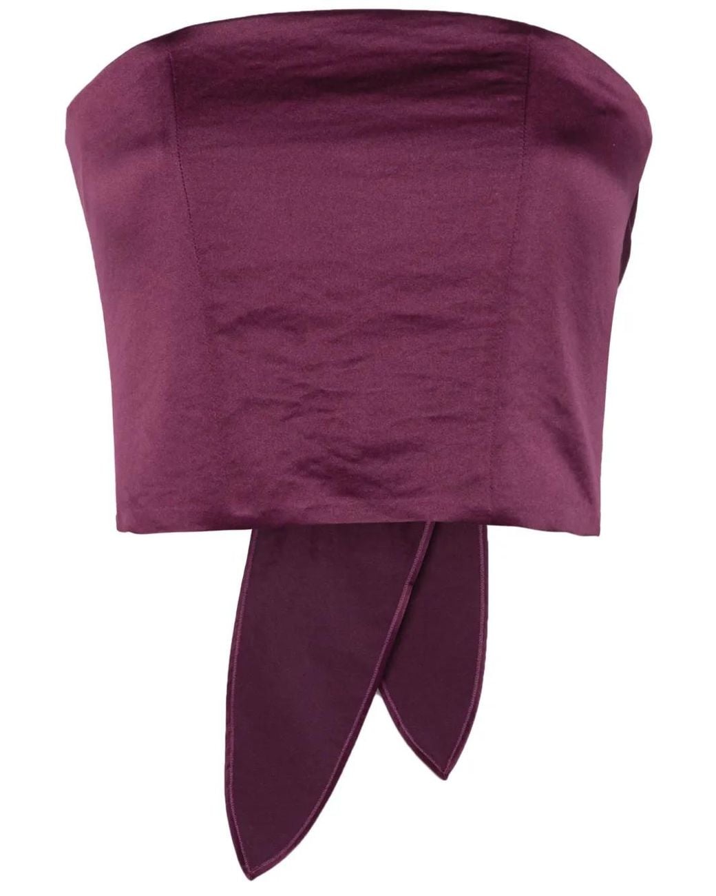 Forte_forte Purple Tie-Fastening Satin Cropped Top