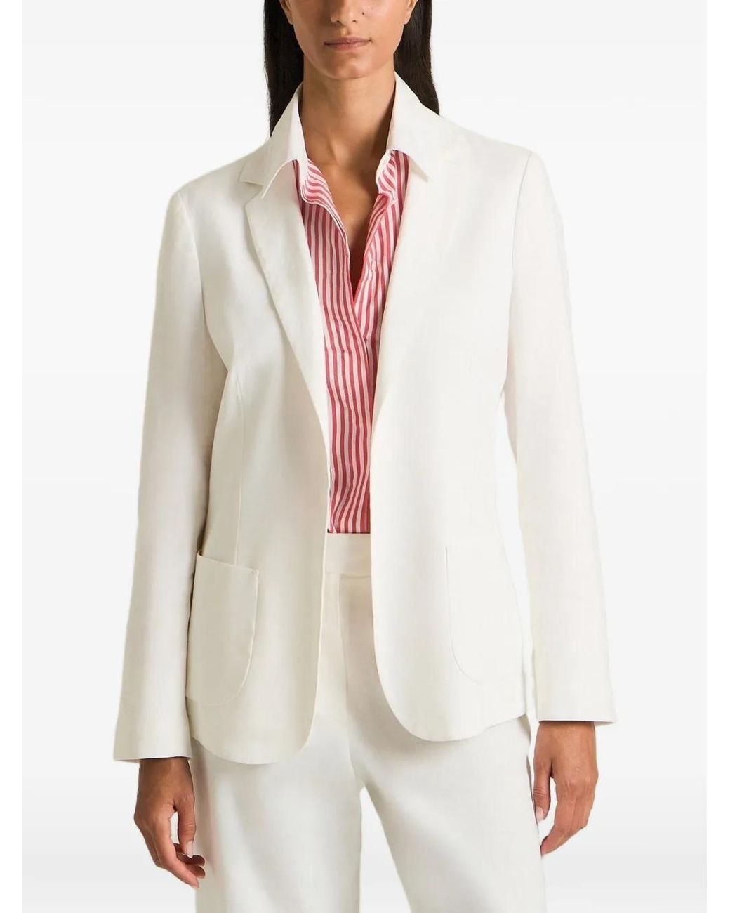 Kiton White Single-Breasted Notch-Lapel Blazer