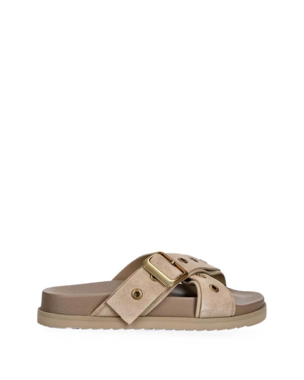 AllSaints Brown Suki Eyelet-Embellished Crossover Sandals