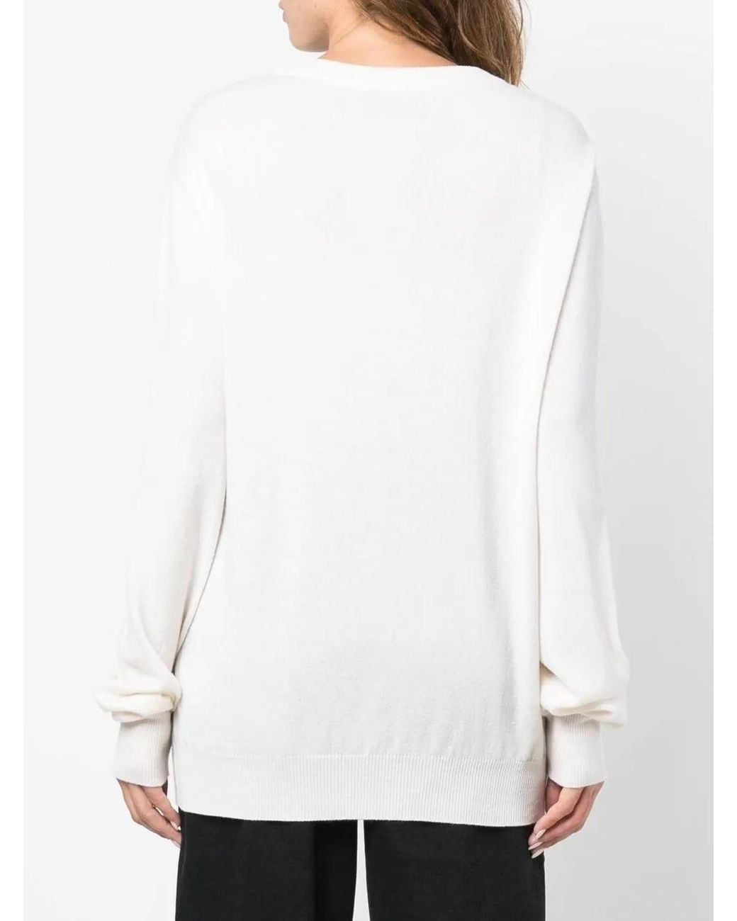 Philipp Plein White Studded-Skull Cashmere Pullover