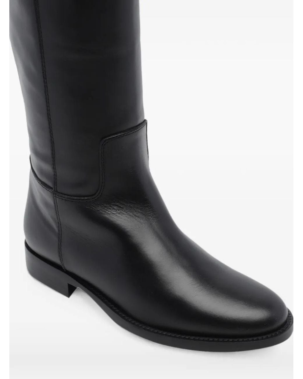Via Roma 15 Black V-Logo Leather Knee-High Boots