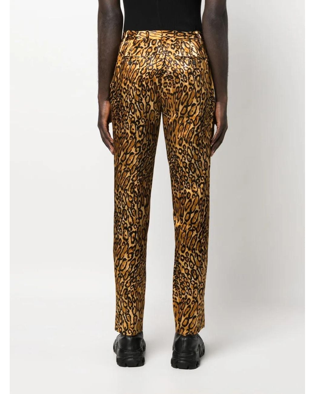 Moschino Natural Animal-Print Slim-Cut Trousers for men